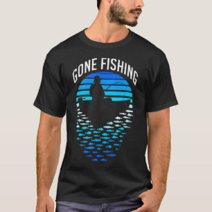 Gone Fishing Retro Zonsondergang Grappige Visser V T-shirt