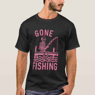 Gone Fishing Skelet Grappig Halloween Vissen T-shirt