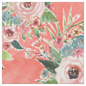 GONE FLORAL Coral Roos Print Stof (Close Up)