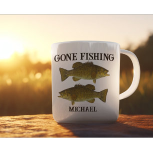 Gone Gevist Bass Angler Outdoors Aangepaste naam Koffiemok