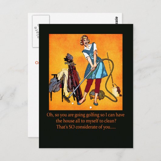 "Gone Golfing" Briefkaart (Voorkant / Achterkant)