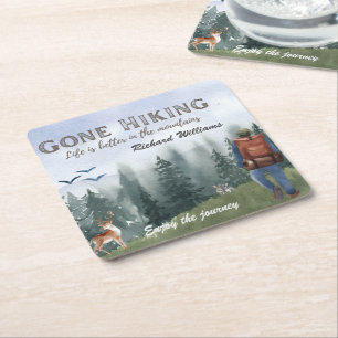 Gone Hiking Het Leven Is Beter Bergen Wandelaar He Vierkante Kartonnen Onderzetter