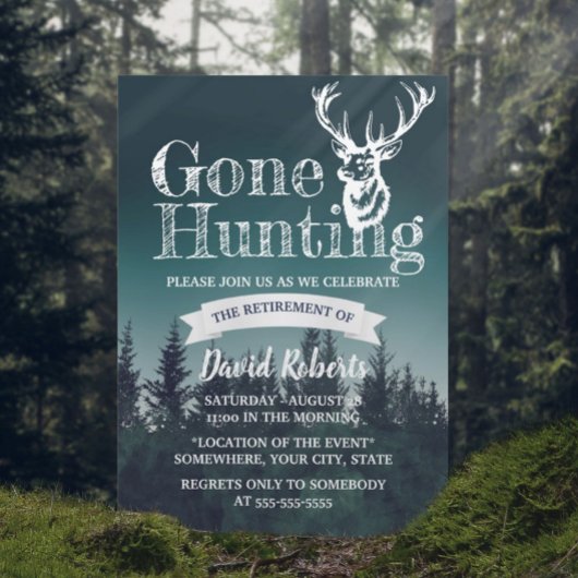 Gone Hunting Rustic Forest Retirement Kaart