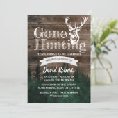 Gone Hunting Rustic Wood Retirement Kaart (Staand voorkant)