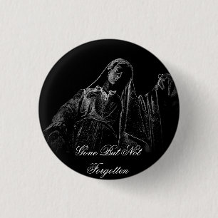 Gone, maar niet vergeten zwarte rouwknop ronde button 3,2 cm