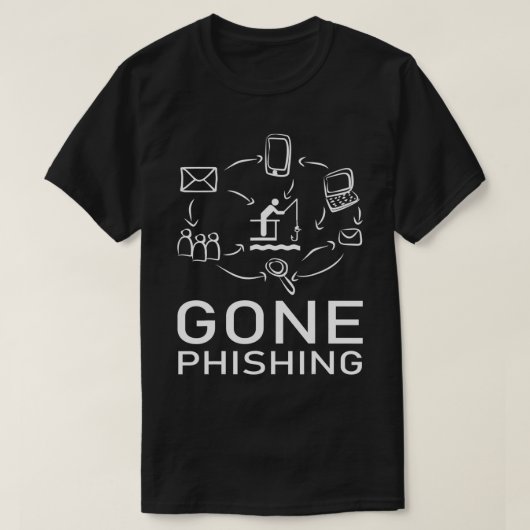 Gone Phishing Grappige Computer Cybersecurity Hack T-shirt (Design voorkant)