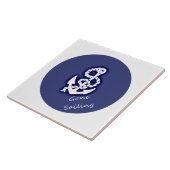 Gone Sailing White Anker op Nautical Blue Tegeltje (Zijkant)