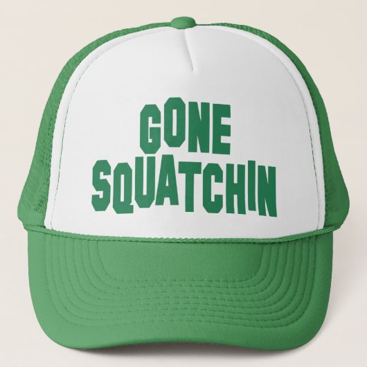Gone Squatchin Green Mesh Snap Back Trucker Hat Trucker Pet (Voorkant)