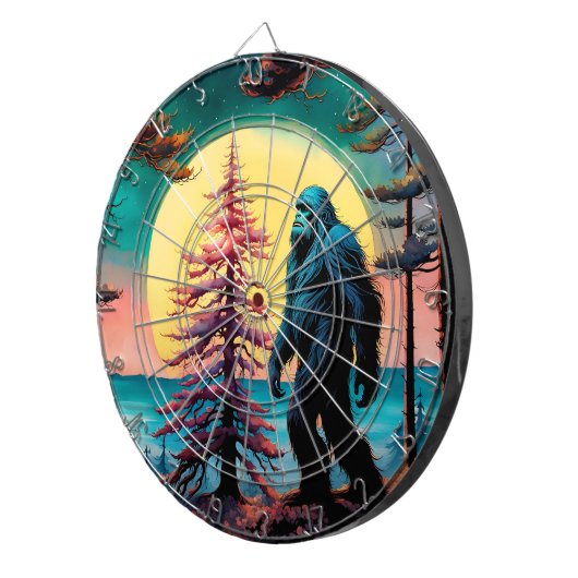 Gone Squatchin' Kleurrijke Sasquatch Landschap Dartbord (Voorkant Rechts)