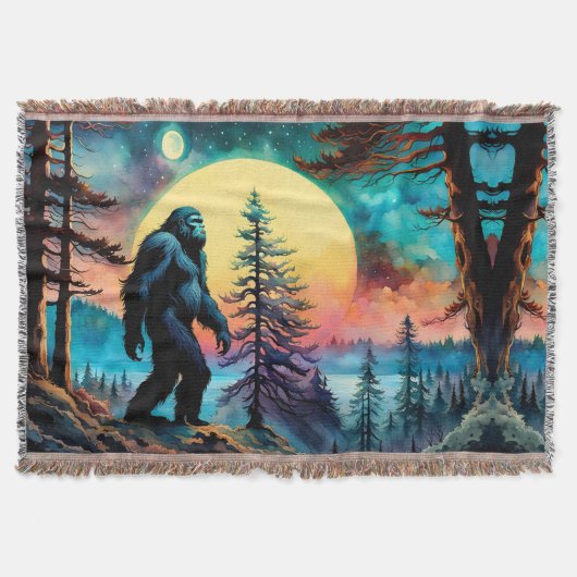 Gone Squatchin' Kleurrijke Sasquatch Landschap Deken (Voorkant)