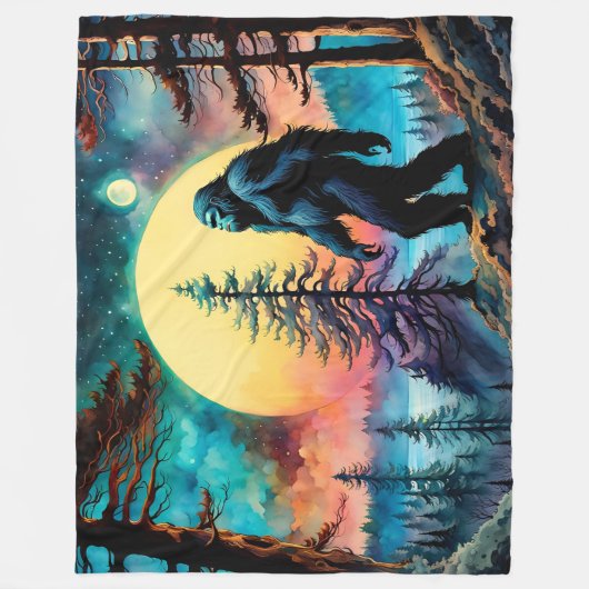 Gone Squatchin' Kleurrijke Sasquatch Landschap Fleece Deken (Voorkant)