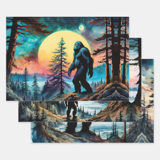 Gone Squatchin' Kleurrijke Sasquatch Landschap Inpakpapier Vel