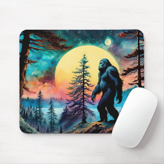 Gone Squatchin' Kleurrijke Sasquatch Landschap Muismat (Met muis)