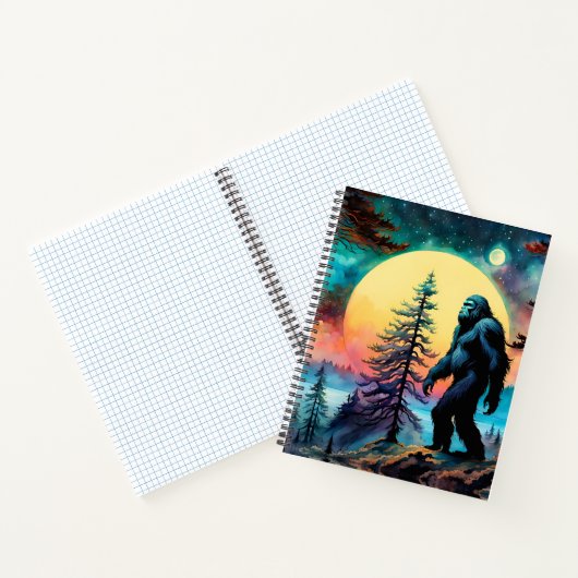 Gone Squatchin' Kleurrijke Sasquatch Landschap Notitieboek (Binnen)