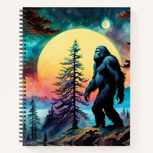 Gone Squatchin' Kleurrijke Sasquatch Landschap Notitieboek (Voorkant)
