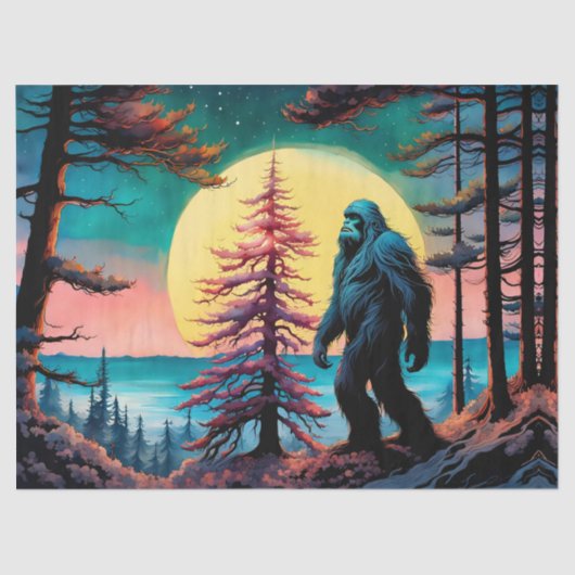Gone Squatchin' Kleurrijke Sasquatch Landschap Tissuepapier (Voorkant)