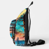 Gone Squatchin' Kleurrijke Sasquatch Landschap Toe Sling Bag (Rechts)
