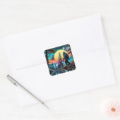 Gone Squatchin' Kleurrijke Sasquatch Landschap Vierkante Sticker (Envelop)