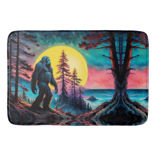 Gone Squatchin' Kleurrijke Sasquatch Nachtlandscha Badmat (Voorkant)