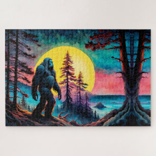 Gone Squatchin' Kleurrijke Sasquatch Nachtlandscha Legpuzzel