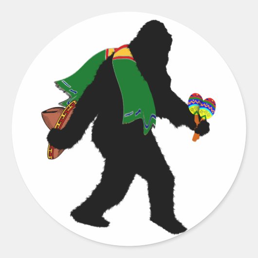 Gone Squatchin' met serape Ronde Sticker (Voorkant)