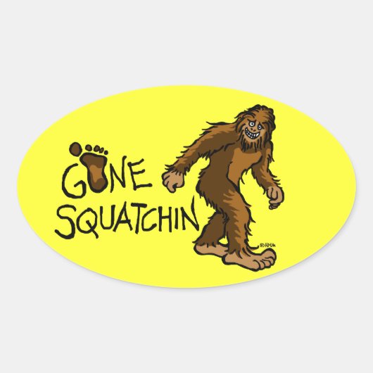 Gone Squatchin Ovale Sticker (Voorkant)
