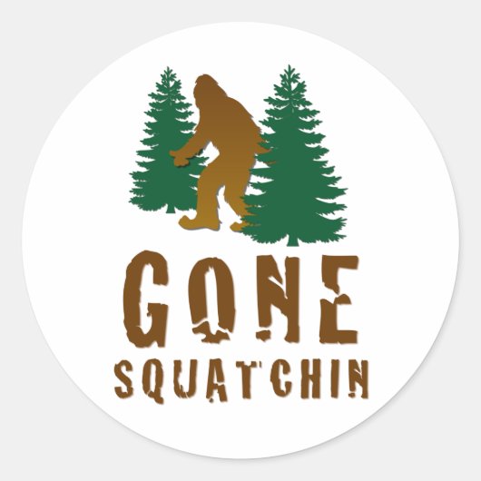 Gone Squatchin Ronde Sticker (Voorkant)