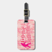 Gone squatchin roze camo bagagelabel (Voorkant verticaal)