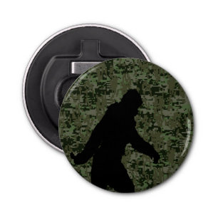 Gone Squatchin Silhouette op Digital Camouflage Button Flesopener