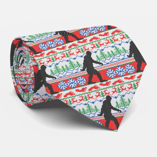 Gone Squatchin Ugly kerstSweater Knit Style Stropdas (Opgerold)