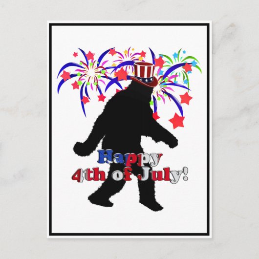 Gone Squatchin voor 4 juli (tekst en Fireworks) Briefkaart (Voorkant)