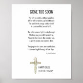 Gone Too Soon Funeral Poem Memorial Poster (Voorkant)