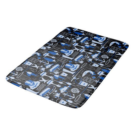 Gone Vissen Blue Pattern Badmat (Gekanteld)