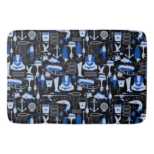 Gone Vissen Blue Pattern Badmat (Voorkant)