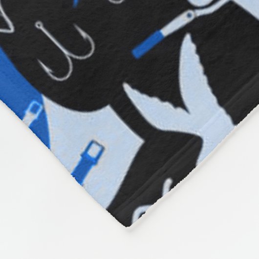 Gone Vissen Blue Pattern Fleece Deken (Hoek)