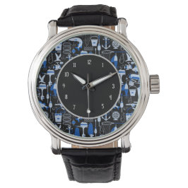Gone Vissen Blue Pattern Horloge