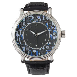 Gone Vissen Blue Pattern Horloge