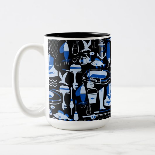 Gone Vissen Blue Pattern Tweekleurige Koffiemok (Links)