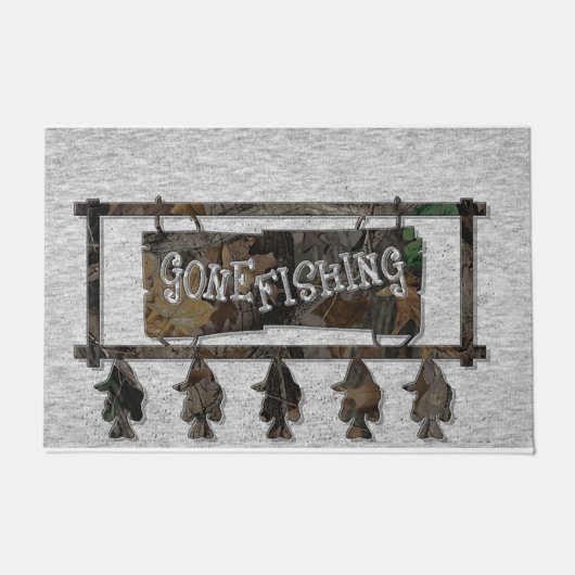 Gone Vissen Sign Mat, Fisherman Gift Deurmat (Voorkant)