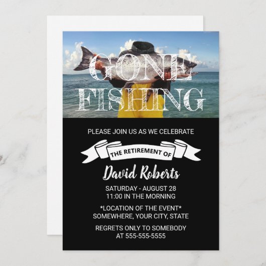 Gone Vissen Summer Beach Retirement Party Kaart (Voorkant / Achterkant)