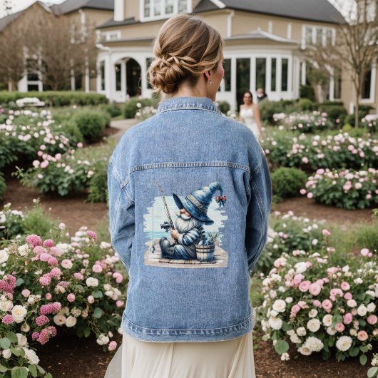 Gone Vist Gnome Vrouwen Denim Jas Jacket (Huwelijk Achterkant)
