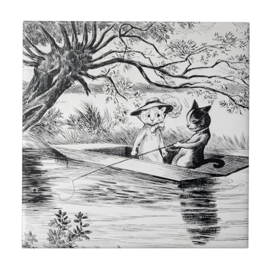 Gone Vist met Lover, Louis Wain Tegeltje (Voorkant)