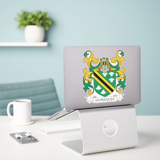 Gonzalez Family Crest Sticker (Laptop op bureau)