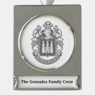 Gonzalez Family Crest  Verzilverd Banner Ornament