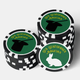 Goochelaar Gepersonaliseerde Top Hoed en Konijn Poker Chips
