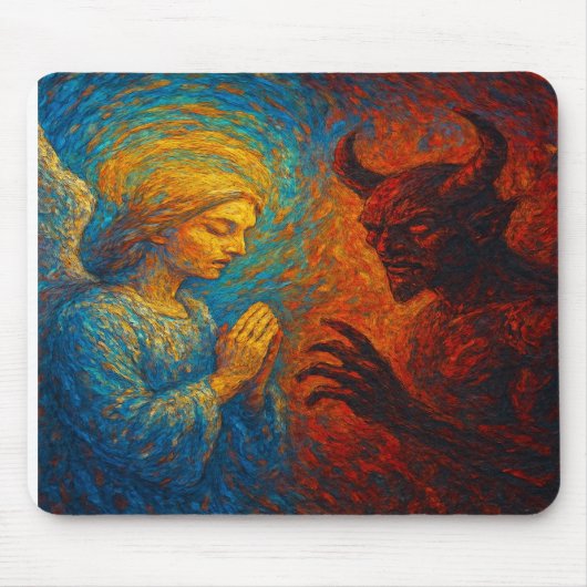 “Good and Evil – Abstract Angel and Demon Painting Muismat (Voorkant)