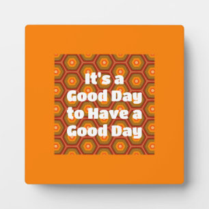 Good Day Oranje Hexagon Pattern Boho Plaque Fotoplaat