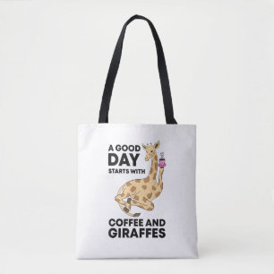 Good Day Starts With Coffee & Giraffe Gift Funny Draagtas