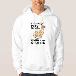 Good Day Starts With Coffee & Giraffe Gift Funny Hoodie