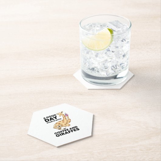 Good Day Starts With Coffee & Giraffe Gift Funny Kartonnen Onderzetters (Insitu)
